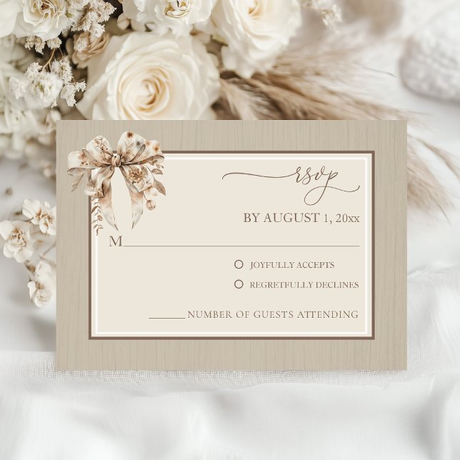 Elégant Mariage Vintage bleu Dusty Français RSVP (Boho Bow Fall Vintage Wedding RSVP)
