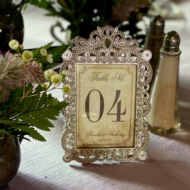 Élégant mariage vintage numéros de table x 4 (Créateur téléchargé)