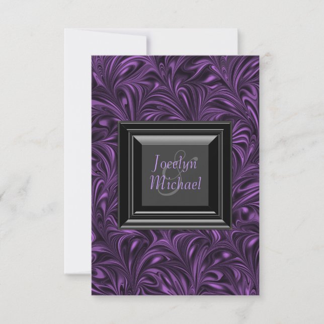 Élégant mariage violet et noir RSVP (Devant)