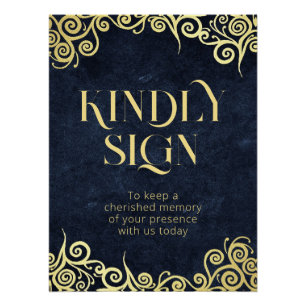 Élégant Marine Bleu Et Or Symbole Kindly Affiche