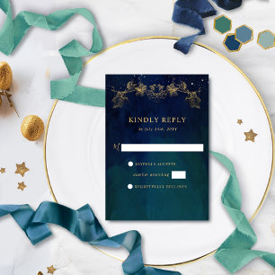 Elégant Marine, bleu et vert Celestial Gilded RSVP