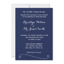 Elégant Marine Blue Wedding Invitations