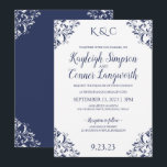 Elégant Marine Blue Wedding Invitations | VINTAGE<br><div class="desc">NADINE WEDDING INVITATIONS (Navy Blue) : Cet élégant modèle d'invitation de mariage présente un design unique de coins vintages. Cette conception est en bleu marine, mais vous pouvez la modifier à votre extrémité : **COMMENT CHOISIR VOTRE PROPRE COULEUR : 1) Cliquez sur le bouton "Customiser" ou "Personnaliser" ou "Modifier". 2)...</div>