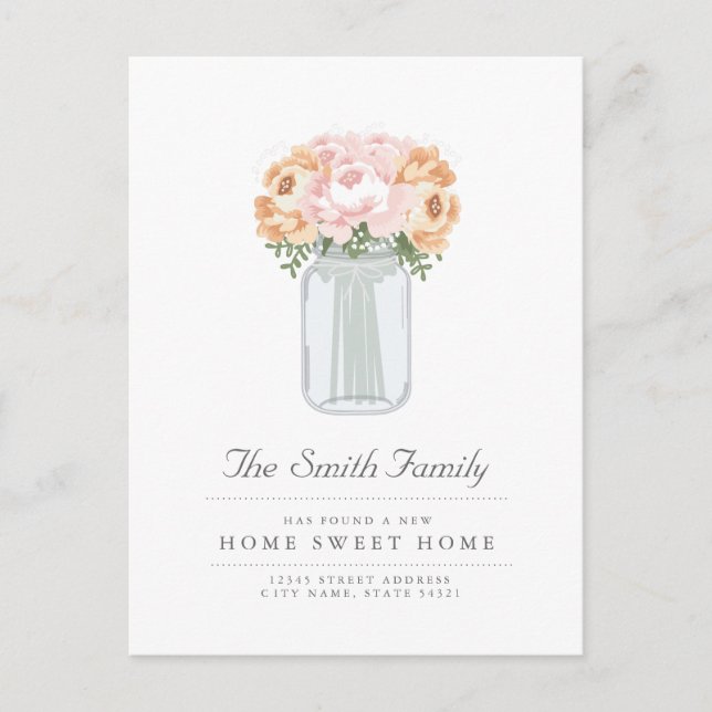 Elégant Mason Jar Moving Faire-part (Devant)