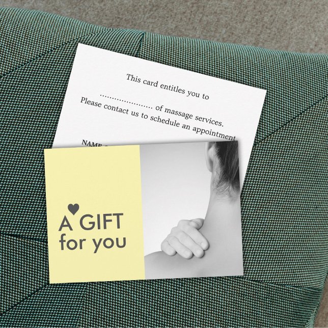 Elégant Massage Therapist Photo Jaune Grey Coeur (Créateur téléchargé)