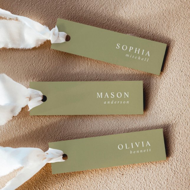 Elégant Matcha Green Mariage Nom Cartes de Place (Créateur téléchargé)