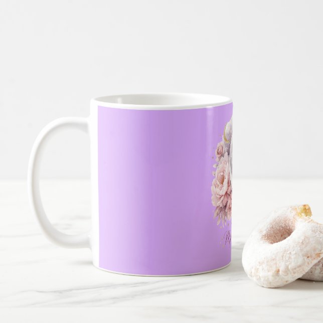 Elegant Mauve Floral Moon Mother’s Day Mug 11oz (Avec donut)