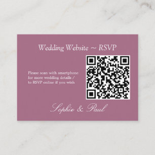 Elegant Mauve QR Code Site Web Carte RSVP