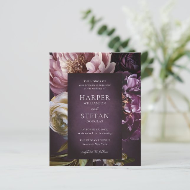 Elegant Maximalist Floral Wedding Invitation (Debout devant)