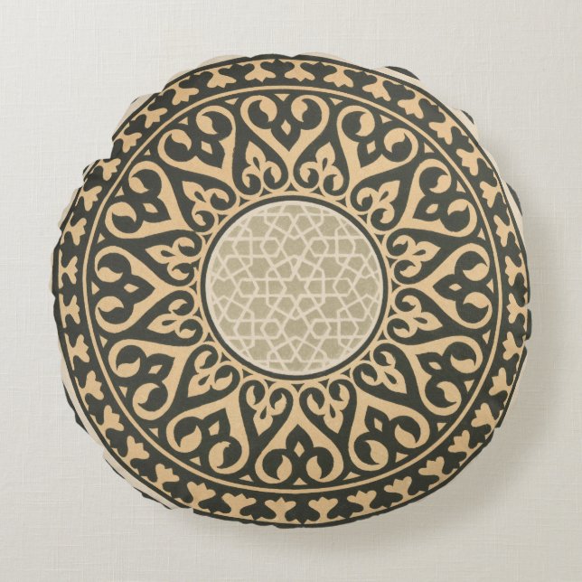 Élégant Médaillon marocain Coussin rond (Devant)
