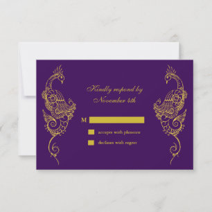 Elégant Mehndi Peacock Mariage RSVP - violet