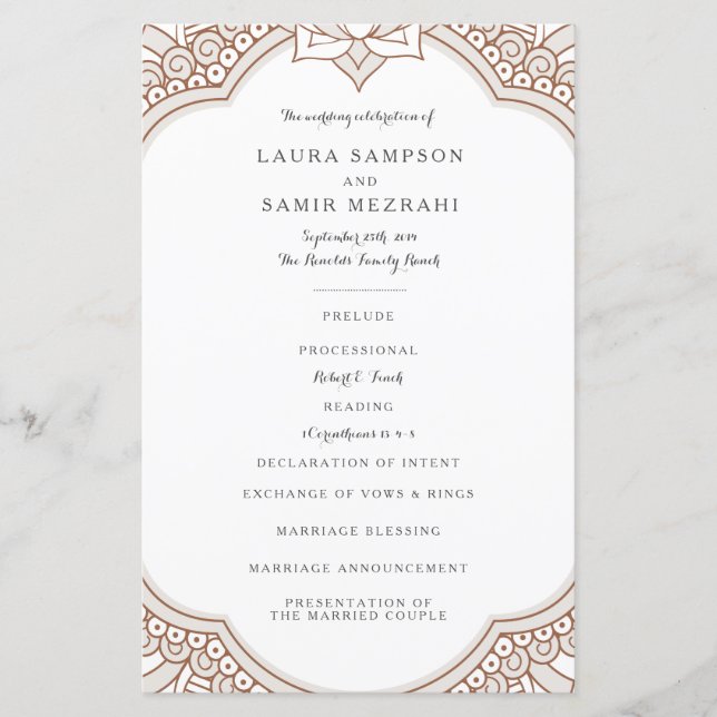 Élégant Mehndi programmes de mariage (Devant)