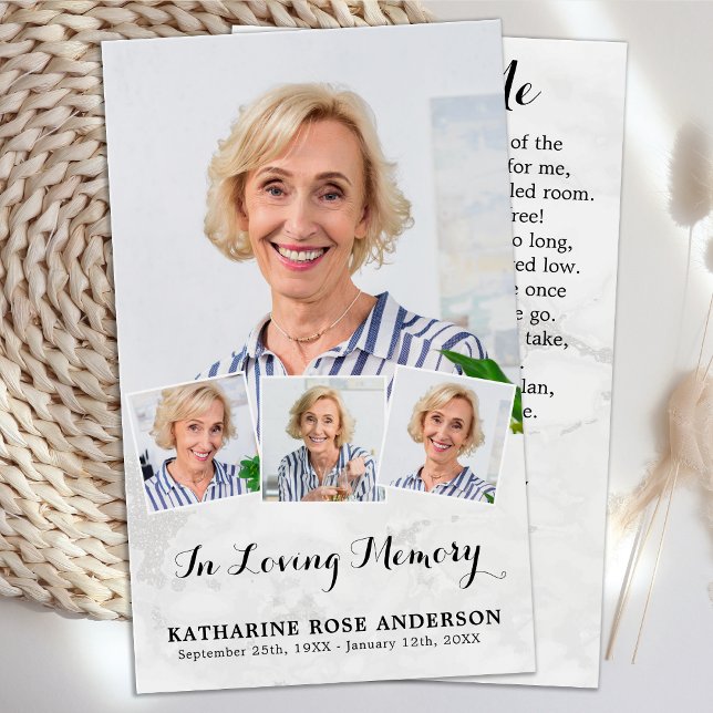 Elégant Mémorial 4 Photo Cartes de prière funérair (Créateur téléchargé)