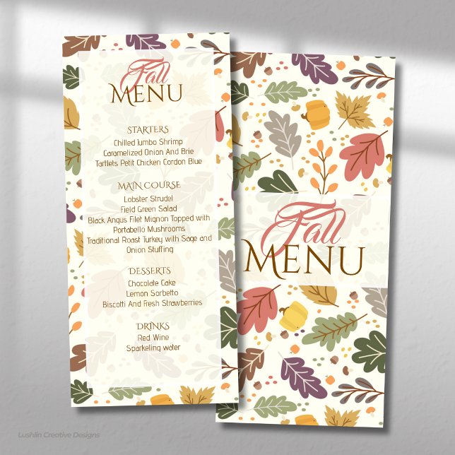 Élégant Menu Automnal à Feuilles Plates (Créateur téléchargé)