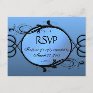 Elégant menu bleu RSVP