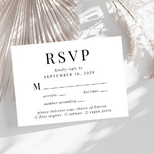 Élégant menu Choix mariage carte RSVP