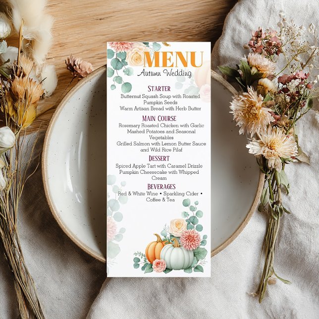 Elégant menu Citrouille d'automne et Mariage flora (Créateur téléchargé)