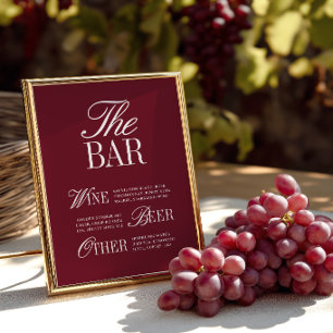 Élégant Menu de Bar Vintage Bourgogne Panneau de M