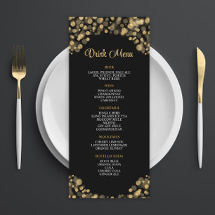 Élégant menu de boissons noir et or