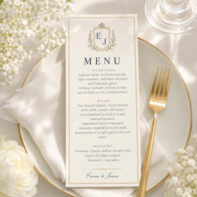 Élégant Menu de Dîner de Mariage Monogramme Old Mo (Créateur téléchargé)
