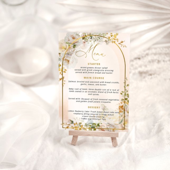 Elégant menu de Fête des mariées Roses Roses Roses (Créateur téléchargé)