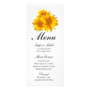 Élégant Menu de Mariage Bohème Floral Tournesol Ja