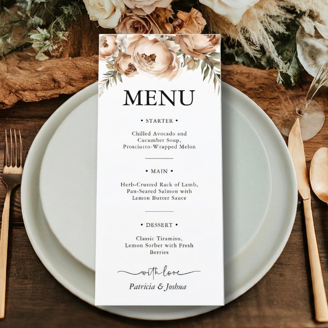 Élégant menu de Mariage Boho rustique (Créateur téléchargé)
