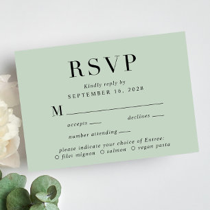 Élégant menu de mariage Choix carte RSVP
