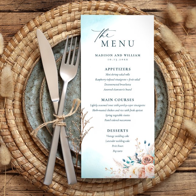 Elégant menu de mariage de plage (Créateur téléchargé)