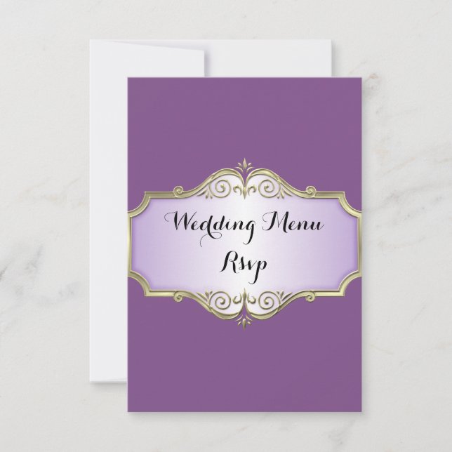 Élégant Menu de Mariage en Satin Antique RSVP (Devant)
