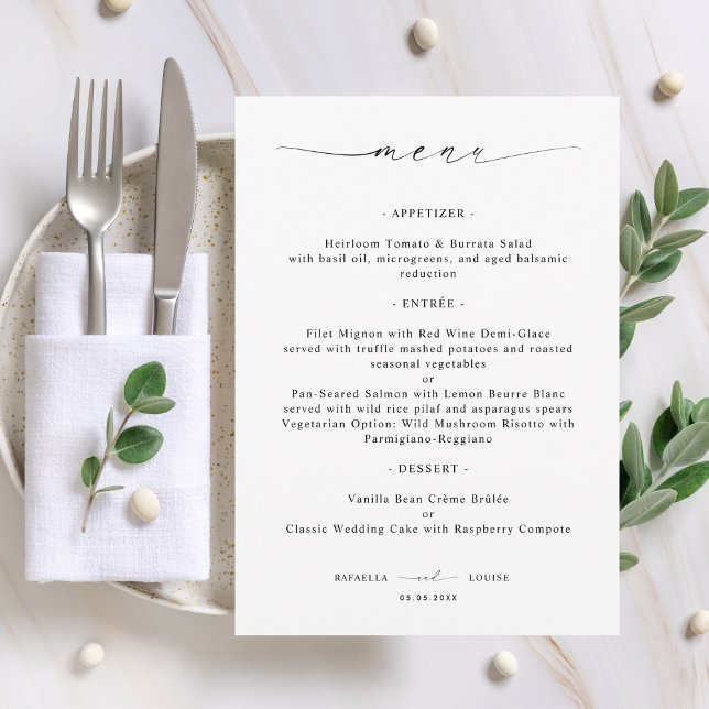 Élégant Menu de Mariage ou de Réception de Fiançai (Créateur téléchargé)