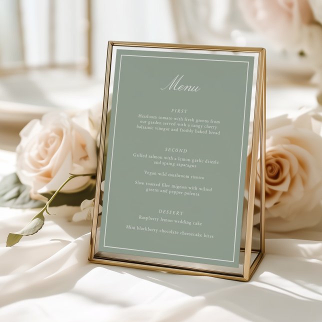 Élégant Menu de Mariage Vert Sauge Écriture Callig (Créateur téléchargé)