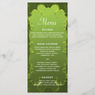 Elégant menu de réception de mariage vert
