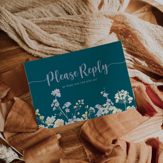 Élégant menu Fleur sauvage Choix carte postale RSV (Créateur téléchargé)