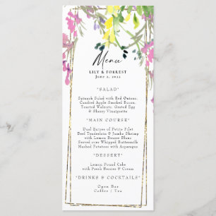 Élégant menu Fleur sauvage coloré et toasts