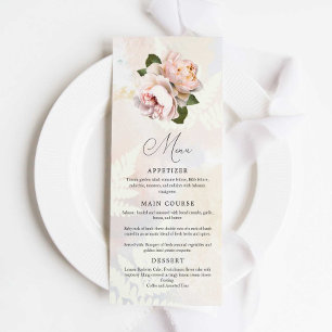 Élégant menu floral rose pâle