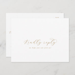 Elégant Menu Gold Script Choice Carte Postale RSVP