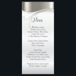 Élégant menu Mariage argent et satin blanc<br><div class="desc">Menu. Elégant design Mariage Argent et Satin Blanc. 100% Personnalisable. Prêt à remplir la ou les cases ou Cliquez sur le bouton IT de la PERSONNALISER pour modifier, déplacer, supprimer ou ajouter le texte ou les graphiques. Fabriqué avec des graphiques vectoriels haute résolution pour une impression professionnelle. REMARQUE : (Tous...</div>