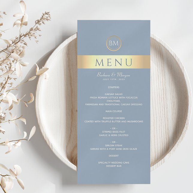 Elégant menu Mariage bleu Dusty (Créateur téléchargé)