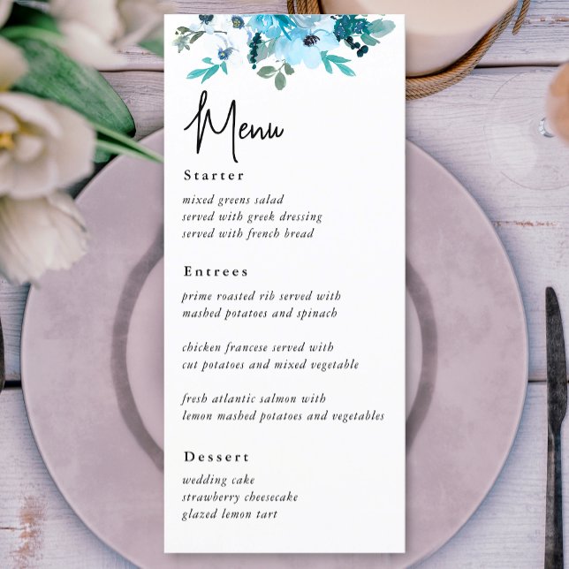 Elégant menu mariage bleu foncé (Créateur téléchargé)