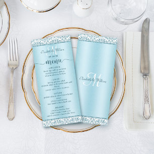 Élégant menu Mariage damassé Bleue