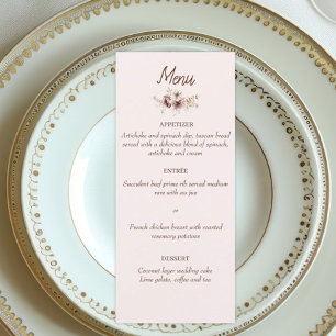 Elégant menu Mariage de Bohême