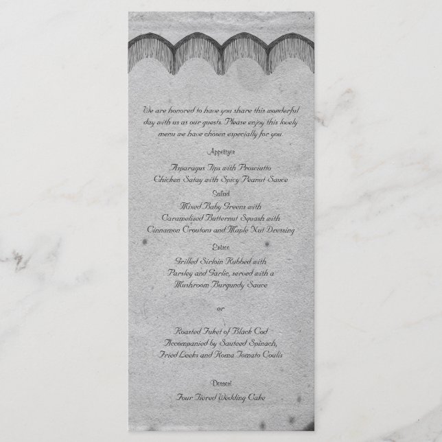 Élégant menu Mariage de dentelle gothique (Devant)