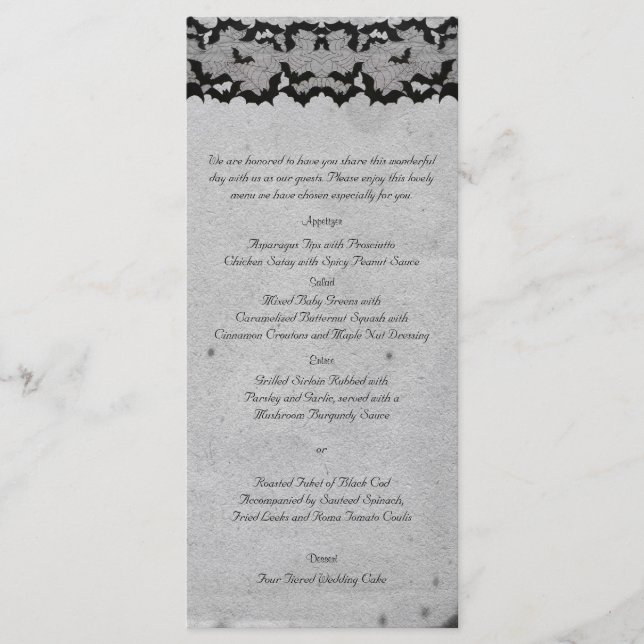 Élégant menu Mariage de dentelle gothique (Devant)