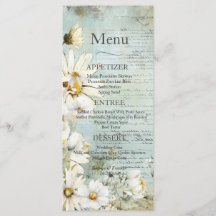 Élégant menu Mariage de marguerite blanche