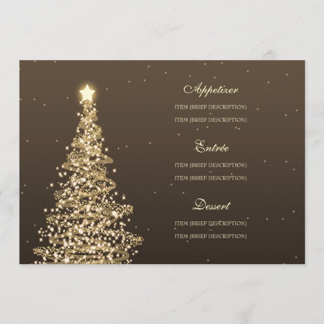 Élégant Menu Mariage de Noël Or (Devant)