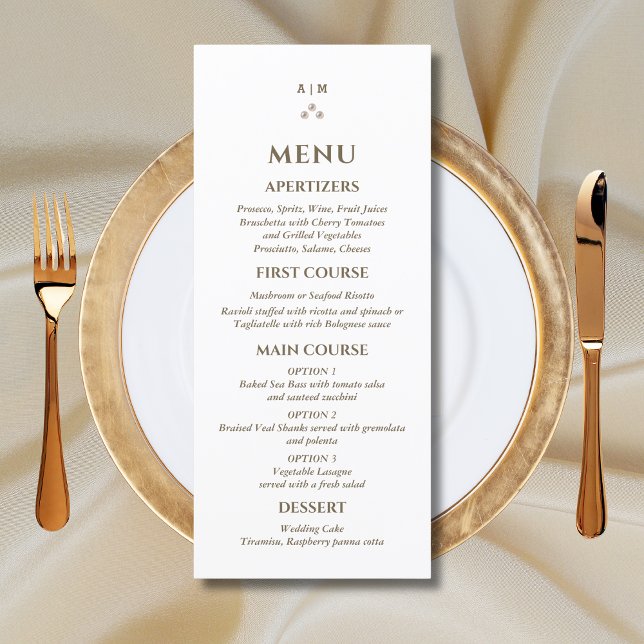Élégant menu Mariage de perle Monogram (Créateur téléchargé)