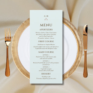 Élégant menu Mariage de perle Monogram bleu
