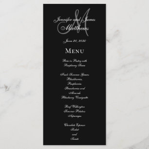 Élégant menu Mariage de script de monogramme gris-