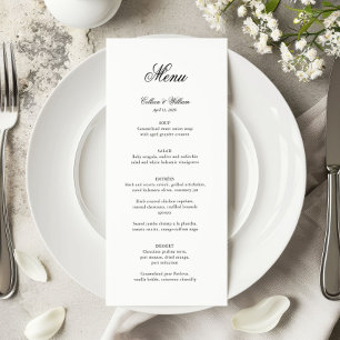 Élégant menu Mariage de script traditionnel simple